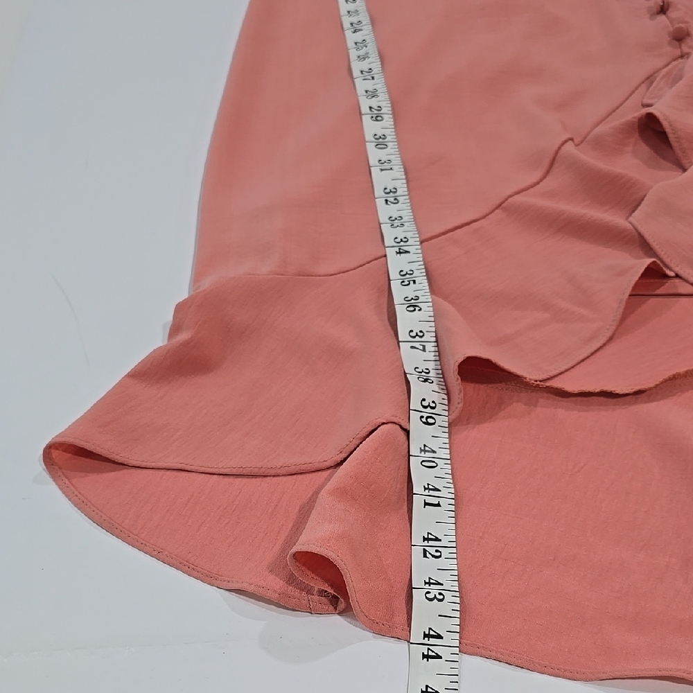 Shinestar - Pink Elegant High-Low Flared Hem, Ruffle Neck Dress Women's Small - Picture 8 of 13